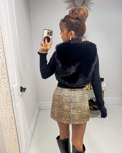 Artic Kisses Zip Up Fur Sweater Top