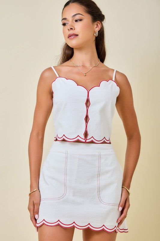 Scallop Trim A-Line Skirt