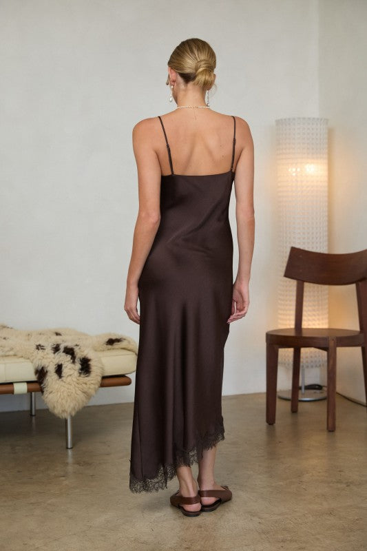 Chocolate Lace Whisper Maxi Dress