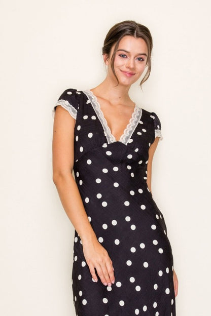 Vintage Charm Polka Dot Midi Dress