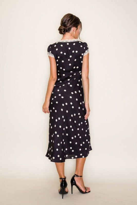 Vintage Charm Polka Dot Midi Dress