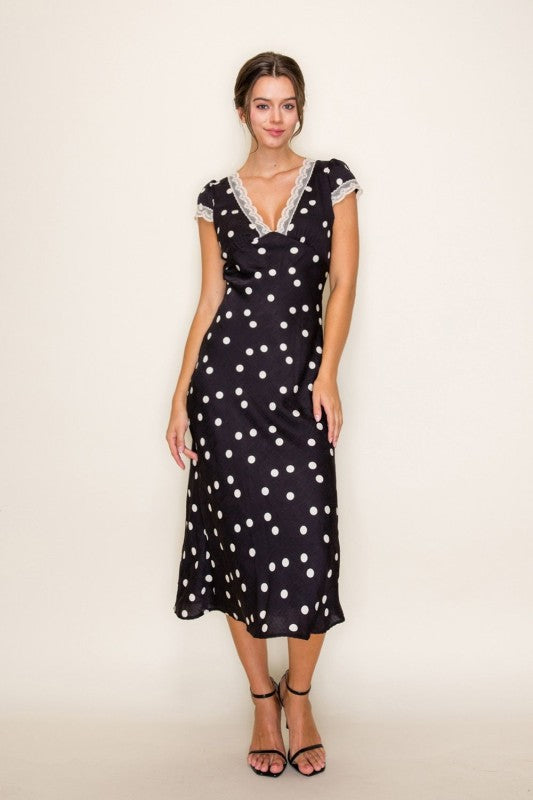 Vintage Charm Polka Dot Midi Dress
