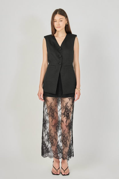 Endless Rose Lace Mix Media Sleeveless Maxi Dress