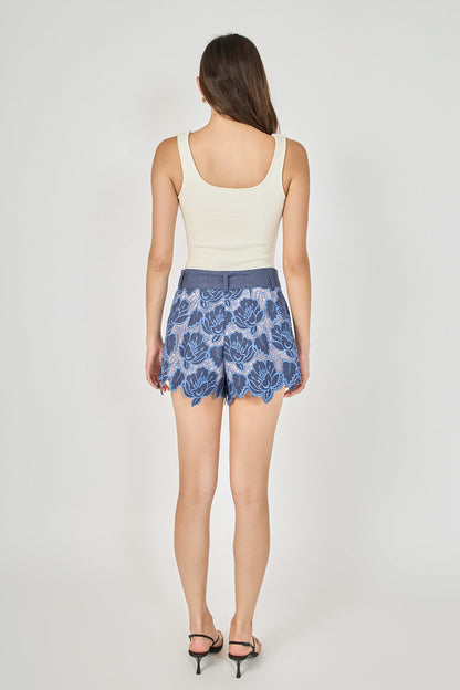 Endless Rose Scalloped Hem High Waisted Shorts