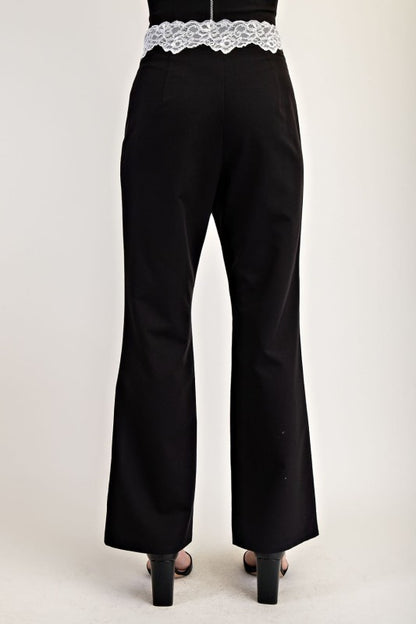 Lace Affair Trim Semi Flare Pants