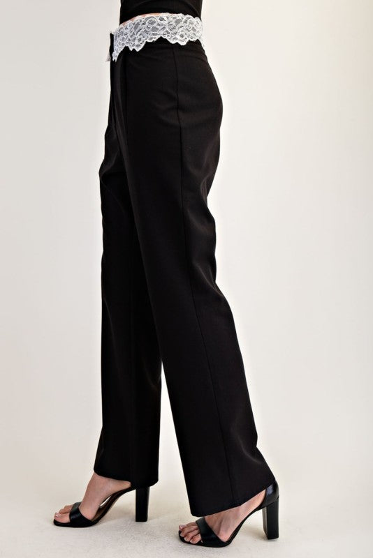 Lace Affair Trim Semi Flare Pants