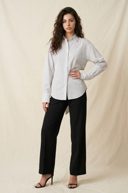 Open Back Statement Pinstripe Blouse