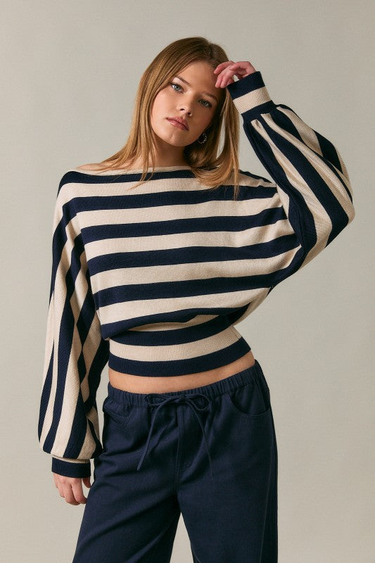 Coastal Ease Boat Neck Sweater Top