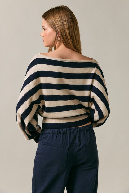 Coastal Ease Boat Neck Sweater Top