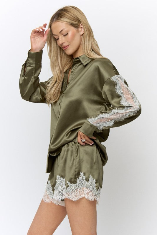 Satin & Lace After Hours Shorts Set