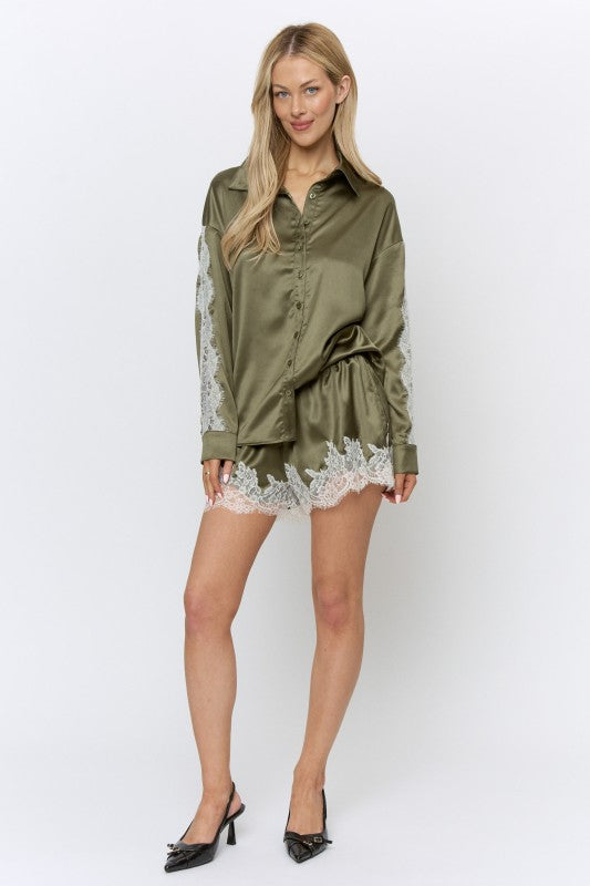 Satin & Lace After Hours Shorts Set