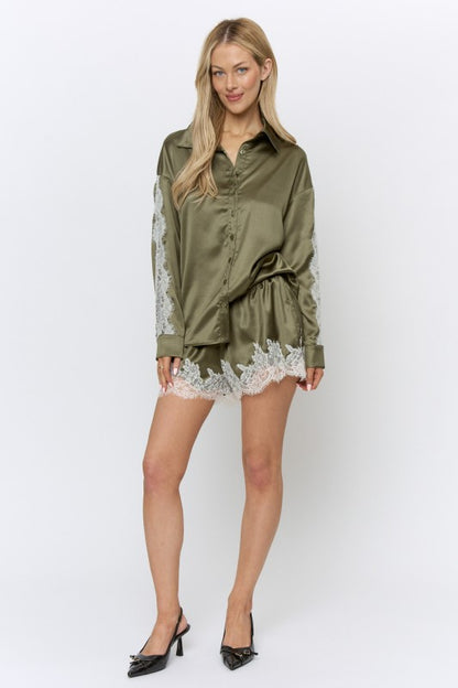 Satin & Lace After Hours Shorts Set