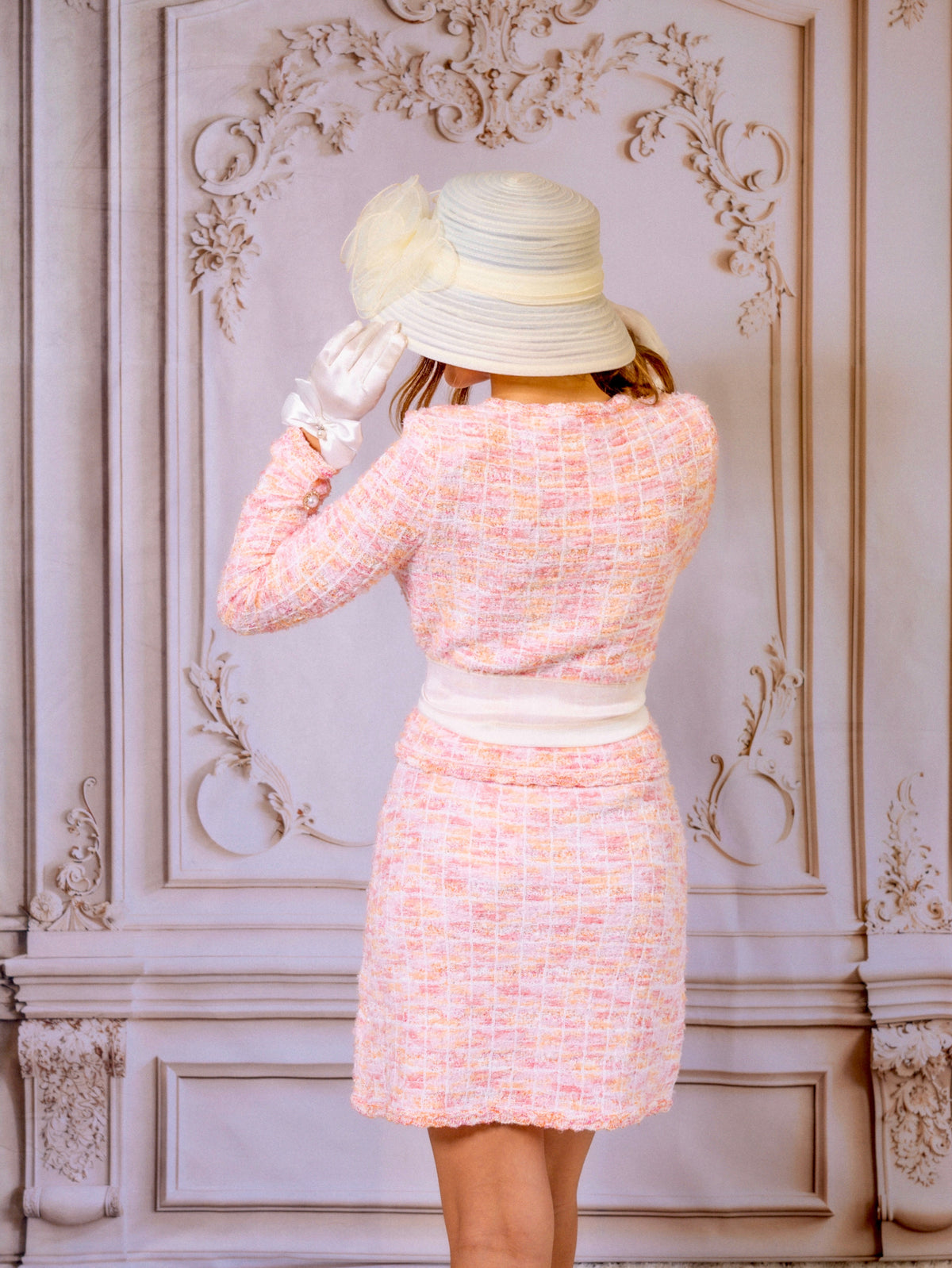 Rosy Apricot Tweed Set