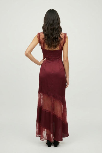 Satin Allure Lace Maxi Dress