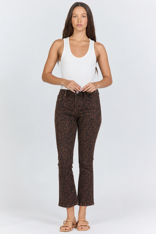 Dear John Jeanne Leopard Crop Flare Jeans | K Couture Boutique