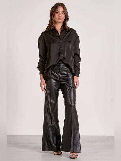 Elan Button-Down Lace Back Top