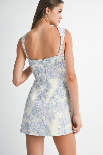 Blue Willow Jacquard Dress