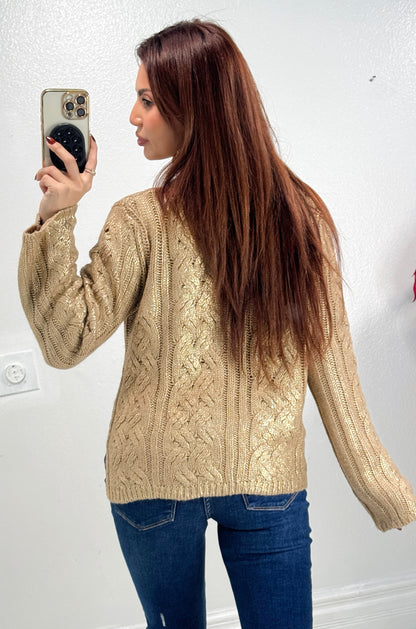 Honey Haven Cable Knit Sweater Top