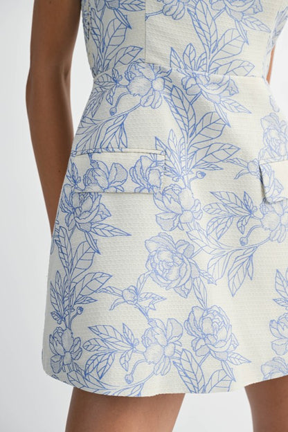 Blue Willow Jacquard Dress