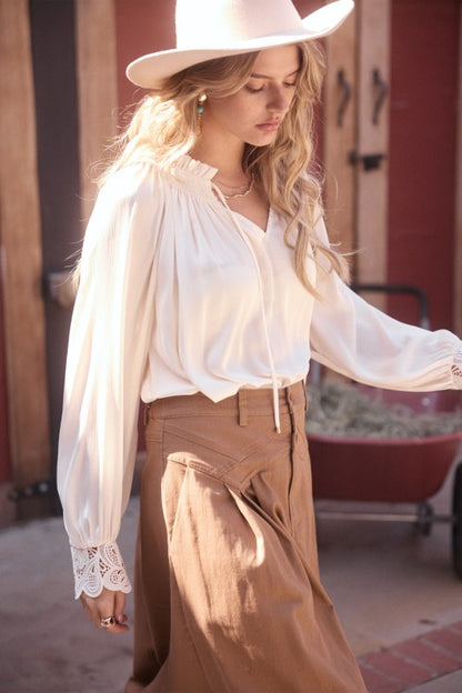 Classic Charm Lace Blouse Top