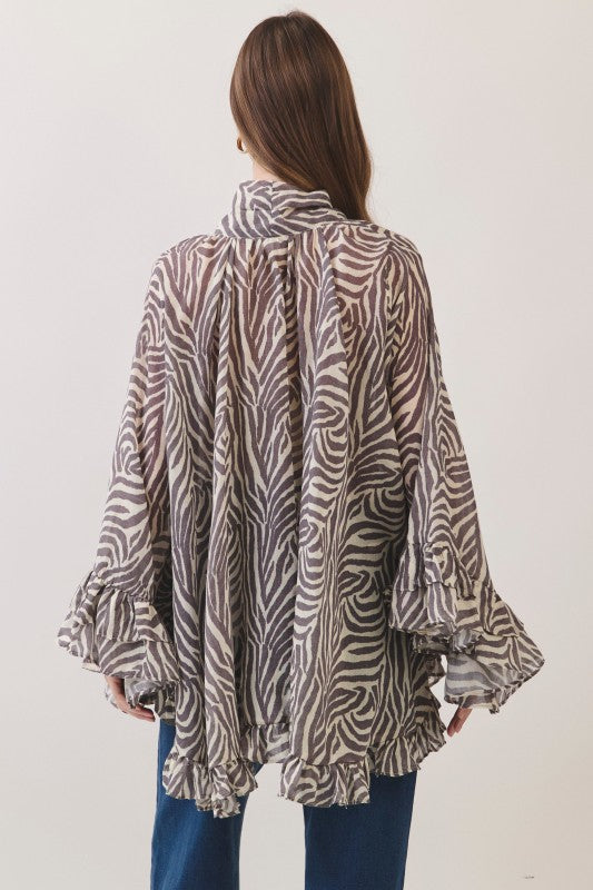 Untamed Zebra Ruffle Blouse