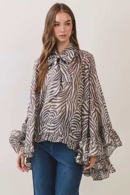 Untamed Zebra Ruffle Blouse