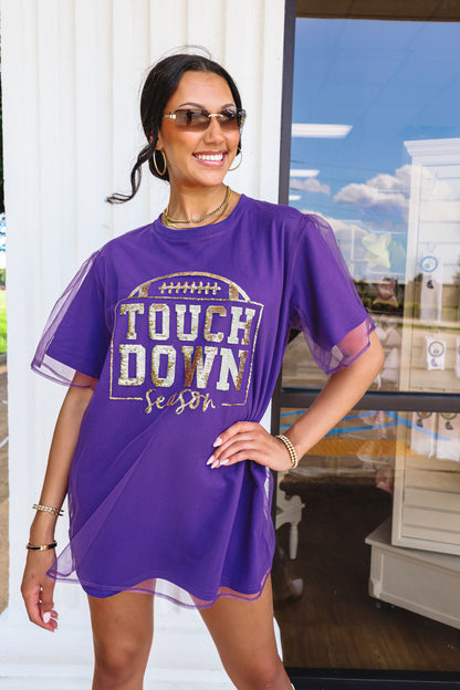 Touchdown Season Tulle Tunic Top