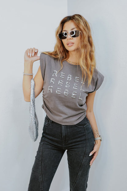 Rebel Rebel Rebel Studded Top