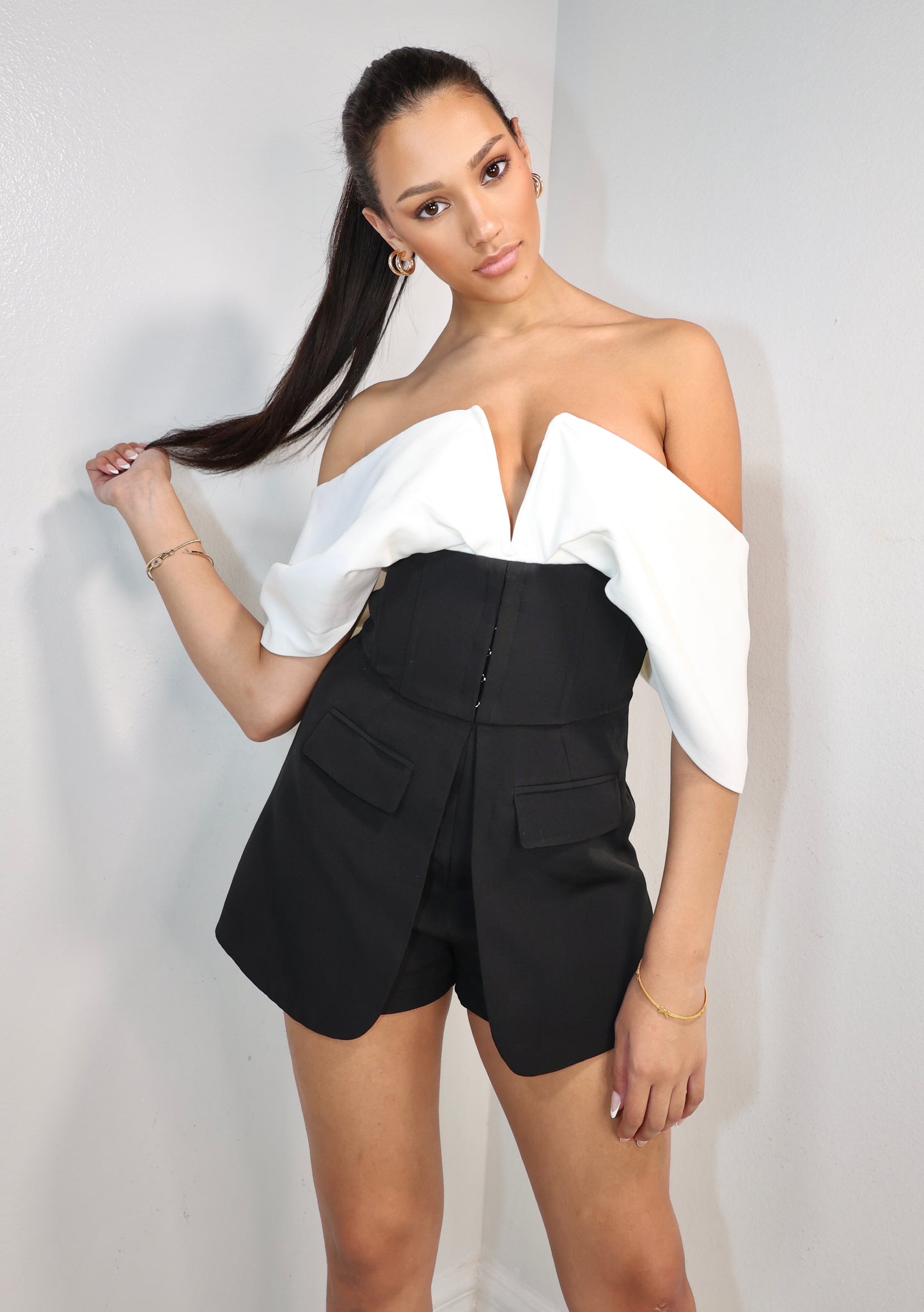 Chic Corset Off Shoulder Romper