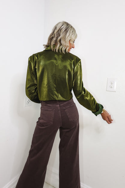 Olive You in Chrome Crop Blazer