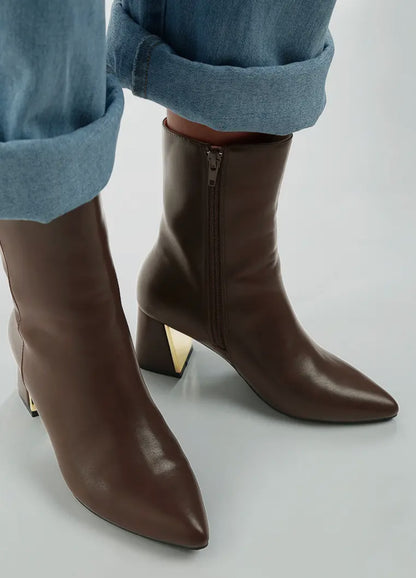 Kaira Gold Accent Ankle Booties