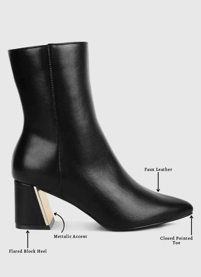 Kaira Gold Accent Ankle Booties