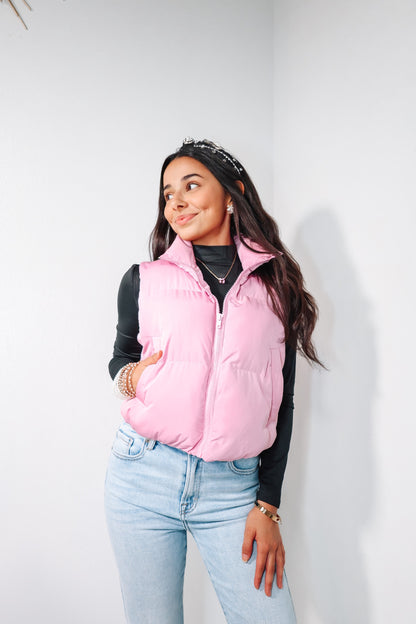 Cotton Candy Bow Puffer Vest