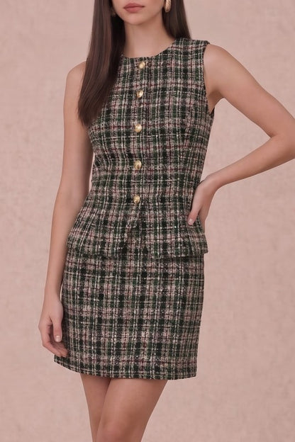 Windsor Plaid Tweed Mini Skirt