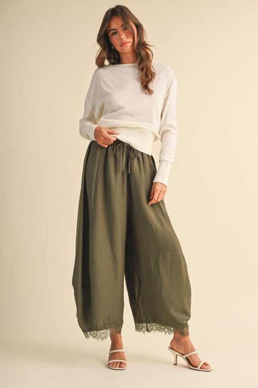 Muse Lace Trim Wide Leg Pants
