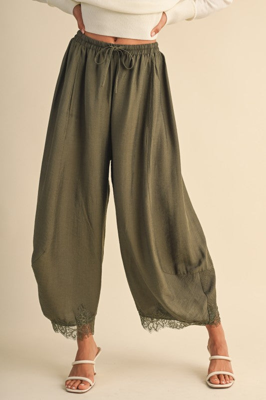 Muse Lace Trim Wide Leg Pants