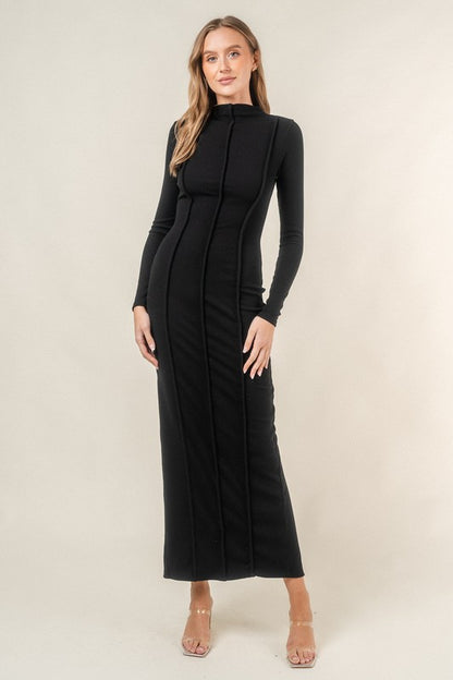 Monroe Sculpted Seam Mock Neck Maxi Dress