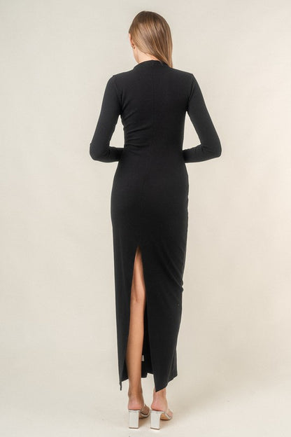 Monroe Sculpted Seam Mock Neck Maxi Dress