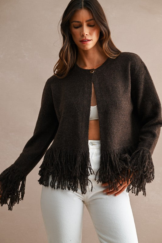 Rowan Fringe Trim Knit Cardigan