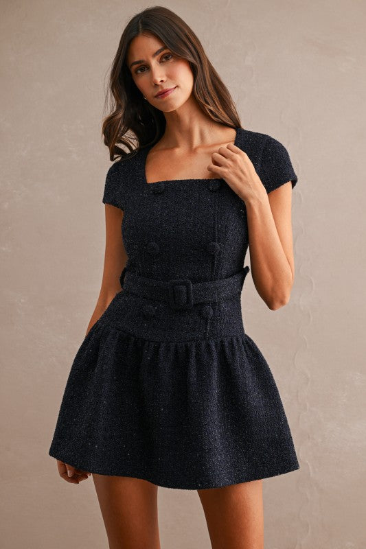 Blair Tweed Belted Mini Dress