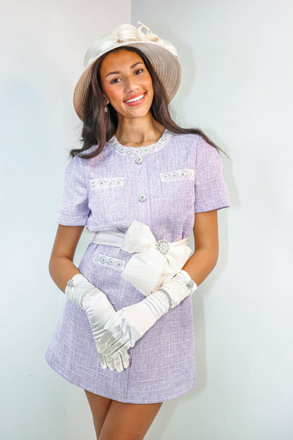 Serene Lavender Dream Tweed Dress