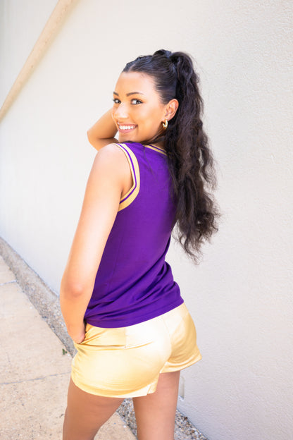 Game Day Purple & Gold Sequin Jersey Tank