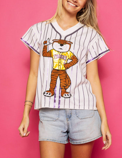 Queen of Sparkles Licensed Baseball LSU Mascot Tee