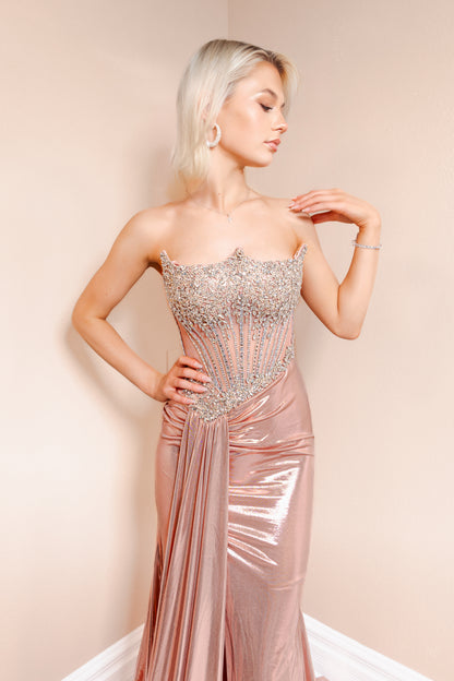 Regal Rose Gold Reflection Gown