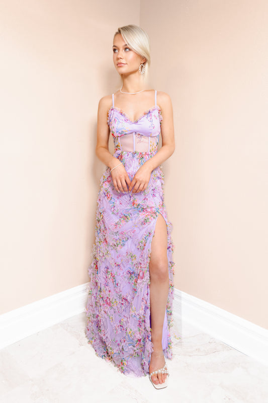 Lilac Garden Ruffle Gown