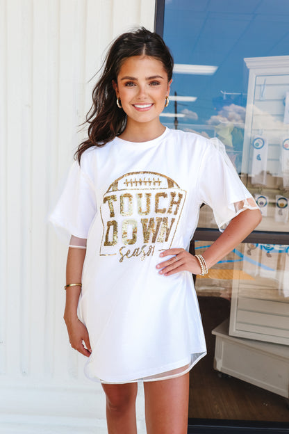 Touchdown Season Tulle Tunic Top