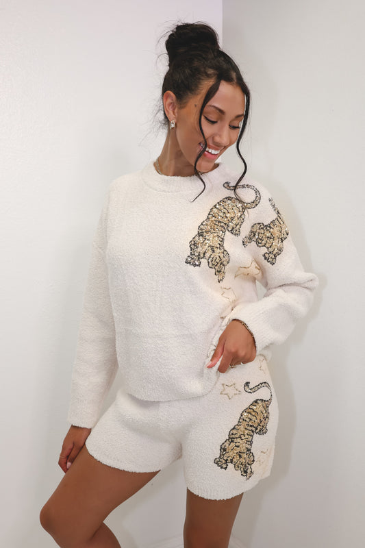 Knitted Embellished Tiger Star Lounge Set