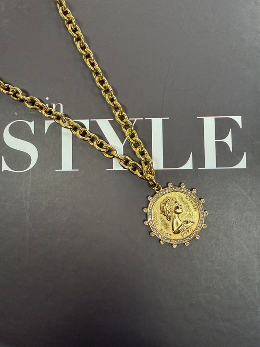 Love Each Other More Coin Necklace - 18K Gold Plated Stainless Steel