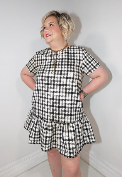 Posh Plaid Tweed Mini Dress