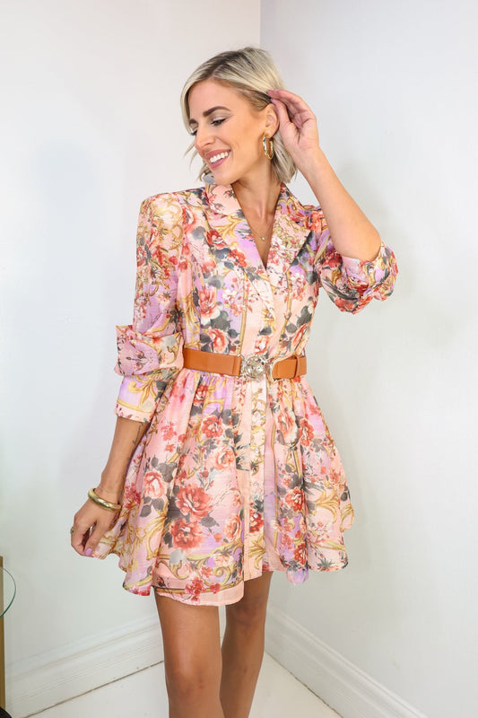 Vintage Flower Collared Dress